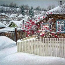 Схема вышивки «Рябина зимой»