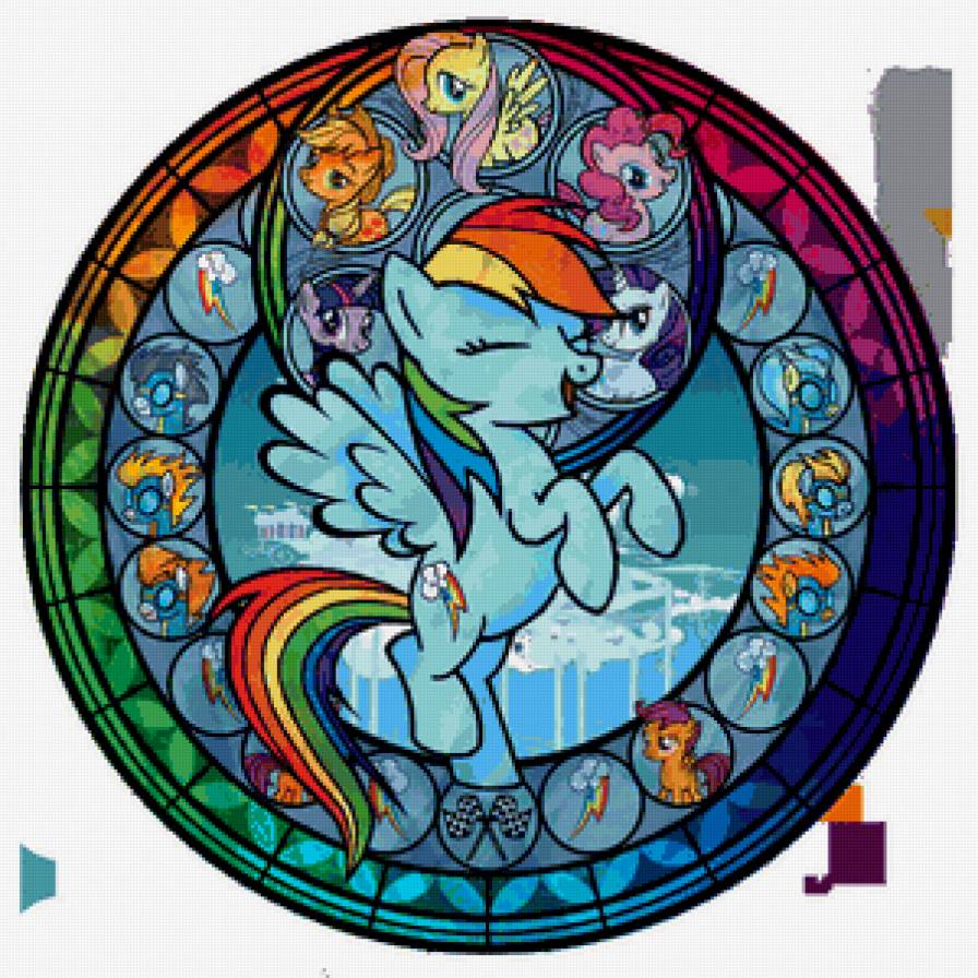 витраж с Радугой - мой маленький пони - предпросмотр