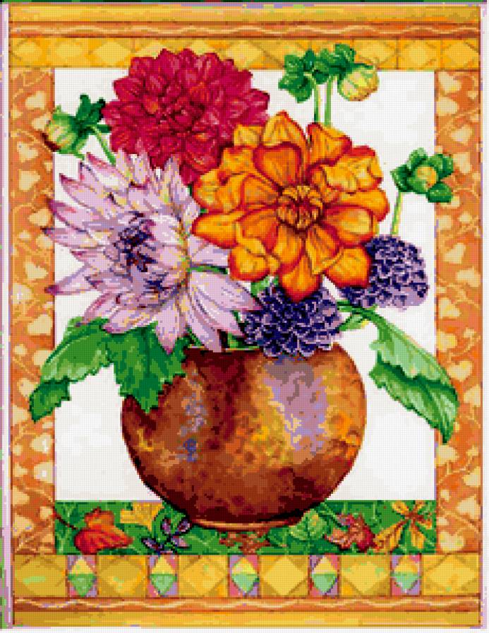 георгины в вазе - предпросмотр