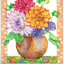 Схема вышивки «георгины в вазе»