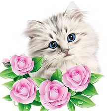 Схема вышивки «милый котик»