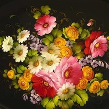 Схема вышивки «цветы на черном»