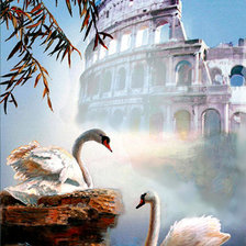 Схема вышивки «пара лебедей»