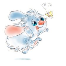 Схема вышивки «зайка с бабочкой»