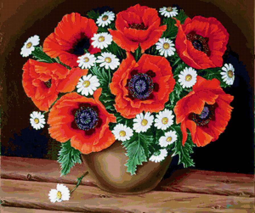 маки в вазе - предпросмотр