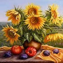 Схема вышивки «натюрморт с подсолнухами»