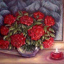 Схема вышивки «алые розы»