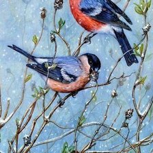 Схема вышивки «Снегири (Dick Twinney)»