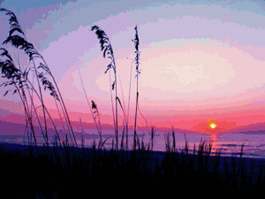 Закат - природа, , закат, озеро - предпросмотр