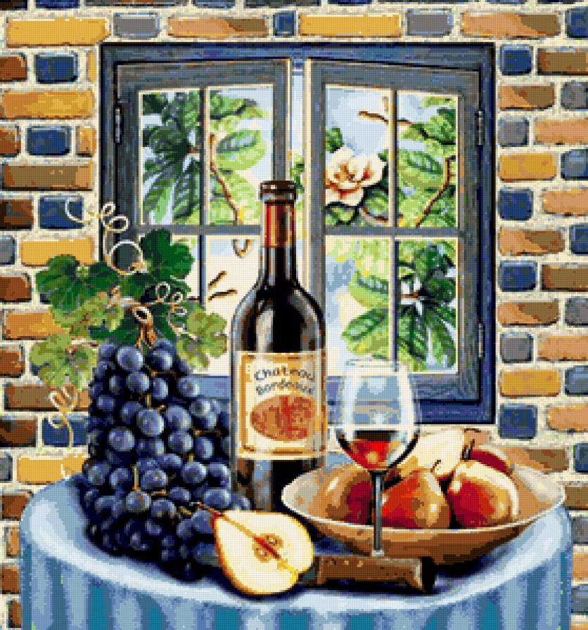 натюрморт - фрукты, вино - предпросмотр