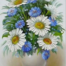 Схема вышивки «полевые цветы в вазе»