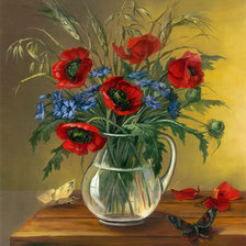 Схема вышивки «полевые цветы в вазе»