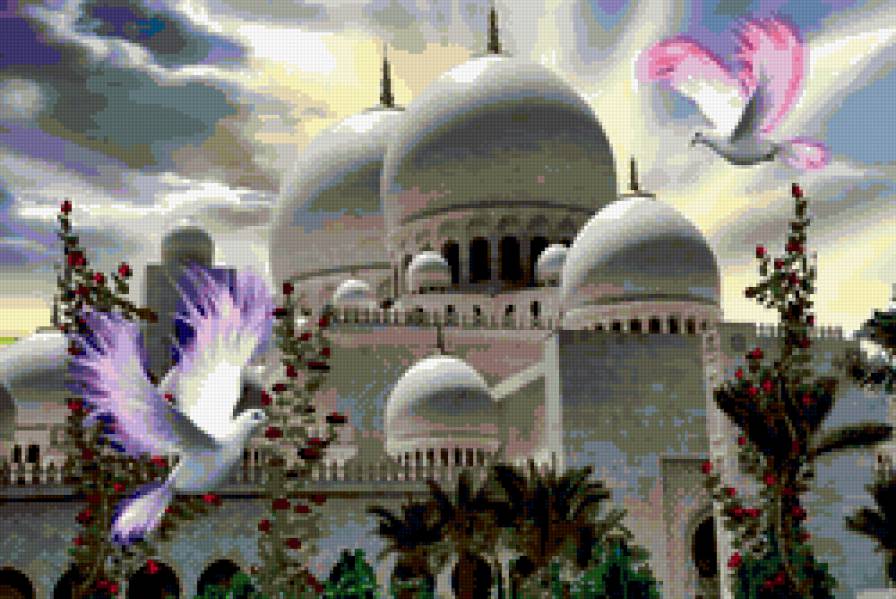 Красивая мечеть!! - мечеть, птицы, храмы - предпросмотр