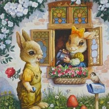 Схема вышивки «Зайчата»