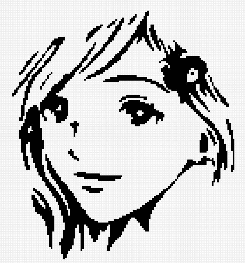 Девушка (анимэ) - девушка, анимэ, черно-белый - предпросмотр