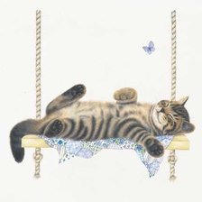 Схема вышивки «кот на качелях»