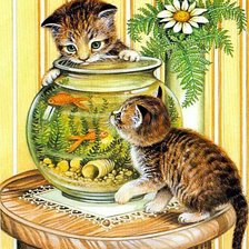 Схема вышивки «Любопытные котята»