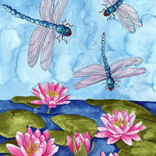 Схема вышивки «лотосы и стрекозы»