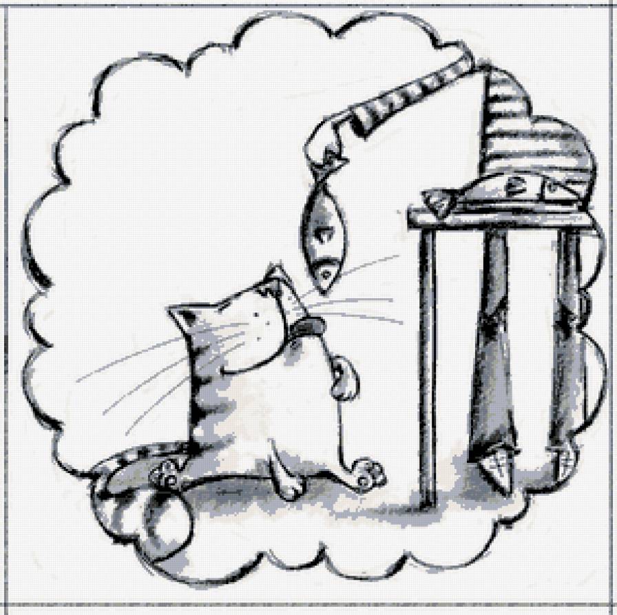 Хочу есть! - кот, смешное, монохром - предпросмотр