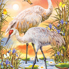 Схема вышивки «журавли»