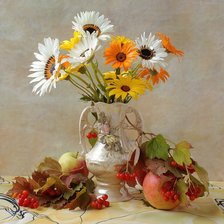 Схема вышивки «Ваза с цветами и фрукты»