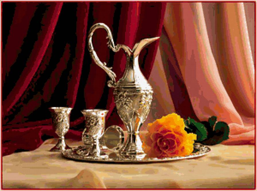 №387958 - цветы, натюрморт, роза, кувшин - предпросмотр