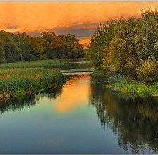 Схема вышивки «закат на реке»