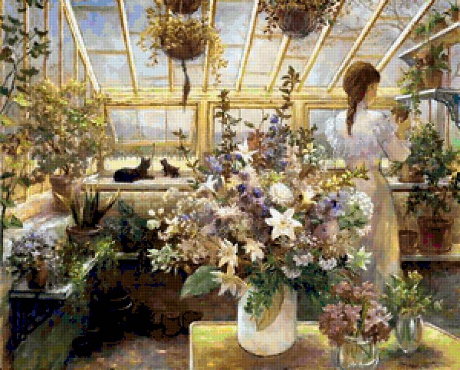 №388101 - фэнтези, цветы, дети, живопись, красота женщины, картины, девушка - предпросмотр