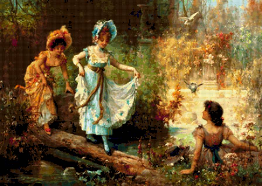 №388175 - фэнтези, картины, девушка, цветы, красота женщины, дети, живопись - предпросмотр