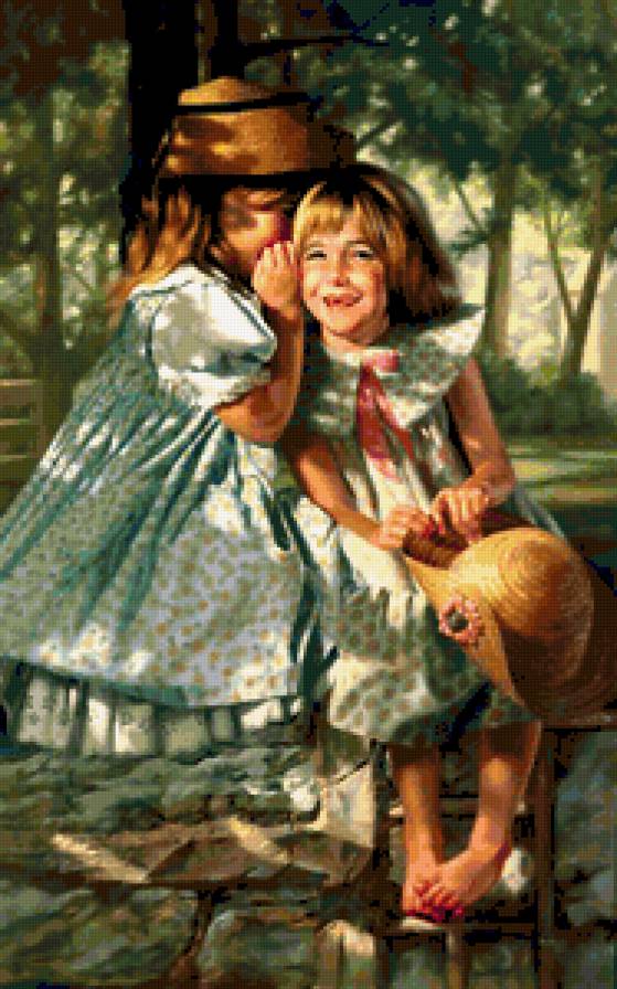 №388347 - девушка, картины, красота женщины, фэнтези, цветы, живопись, дети - предпросмотр