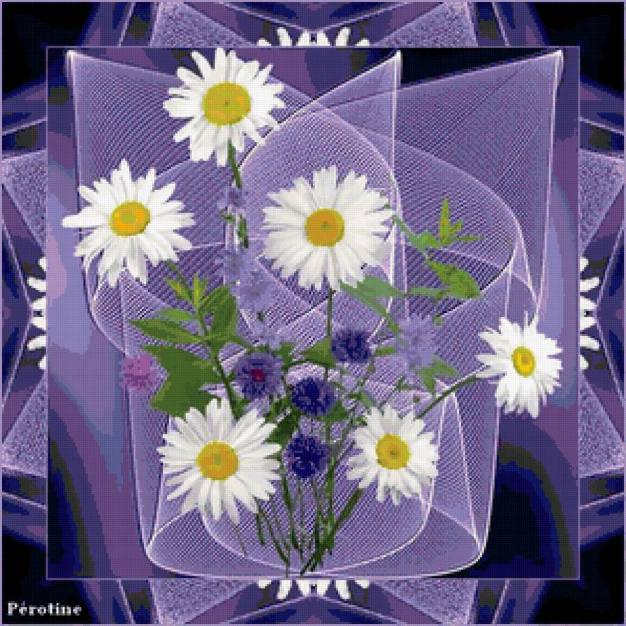 №388592 - подушка, узор, салфетка, ромашки, цветы - предпросмотр