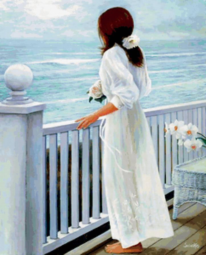 морской пейзаж - море, вода, лето, женщина, пейзаж - предпросмотр