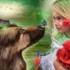 девочка и собака