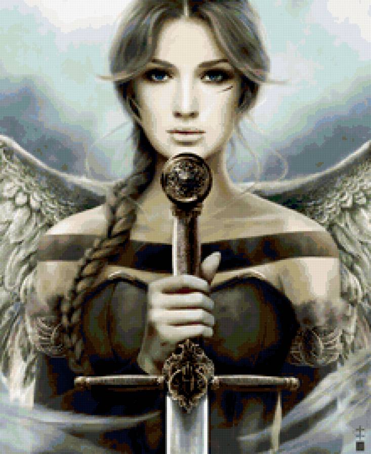 Ангел правосудия - фентези, крылья, мечь, девушка, ангел - предпросмотр