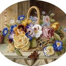 Схема вышивки «цветы в корзине»