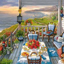 Схема вышивки «домик у моря»