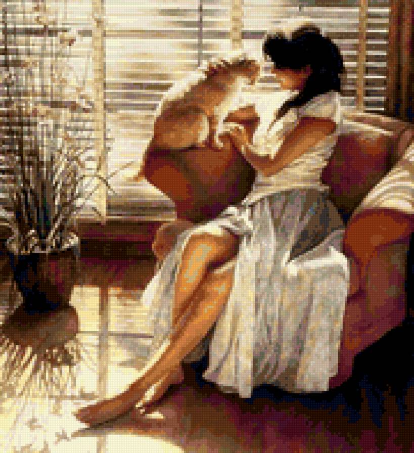 Девушка с кошкой - кошка, девушка, девочка, животные - предпросмотр