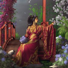 Гейша с цветами