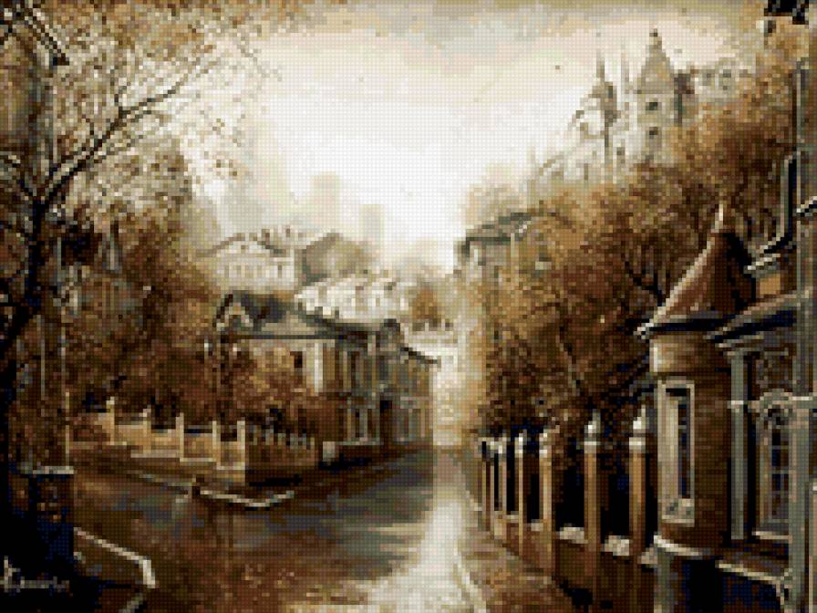 Улица в тонах сепии - город, здания, пейзаж, улица - предпросмотр