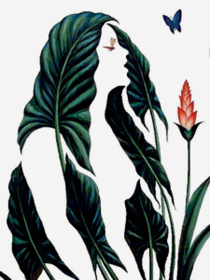 Woman and leaves - иллюзия, октавио окампо, листья, девушка - предпросмотр