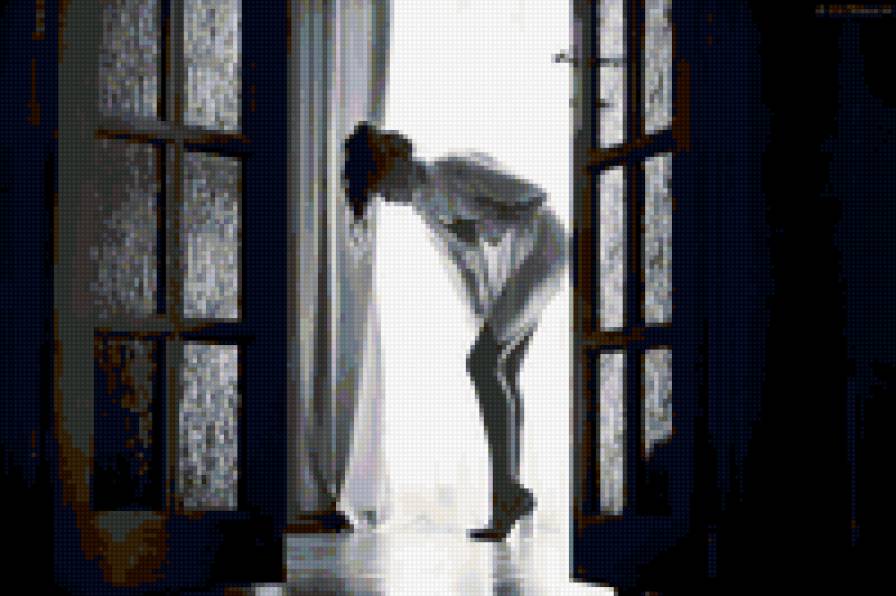 Девушка - девушка, монохром, черно-белое, окно - предпросмотр