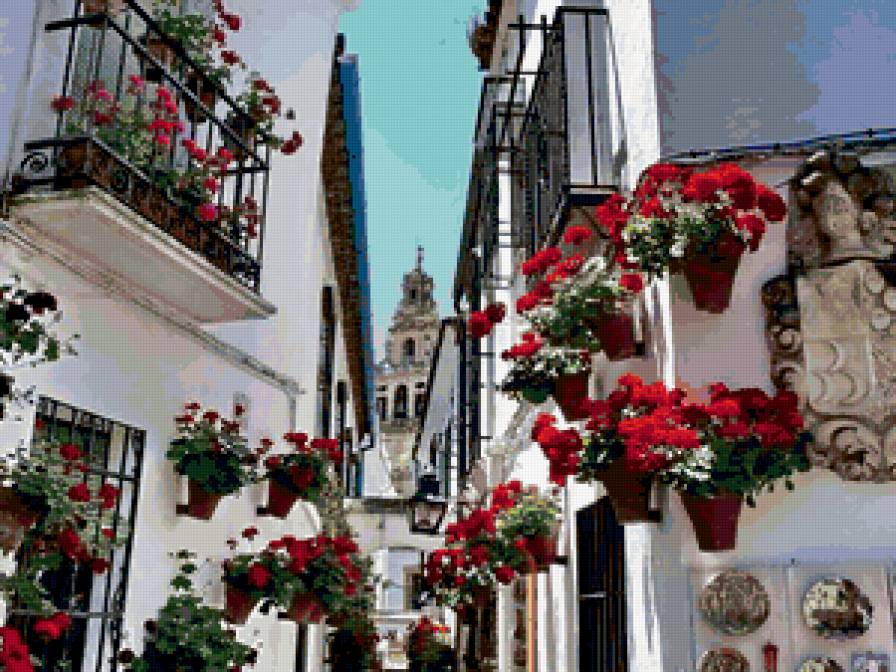 Улочки Греции - город, лето, греция, дом, цветы - предпросмотр