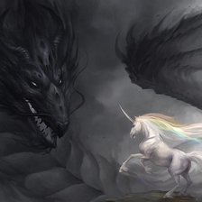 Схема вышивки «Единорог и дракон»