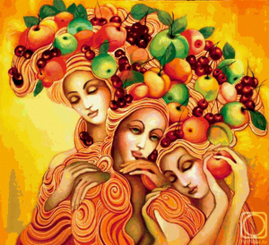 Плоды лета - яблоки. черешня, красота женщины, лето - предпросмотр