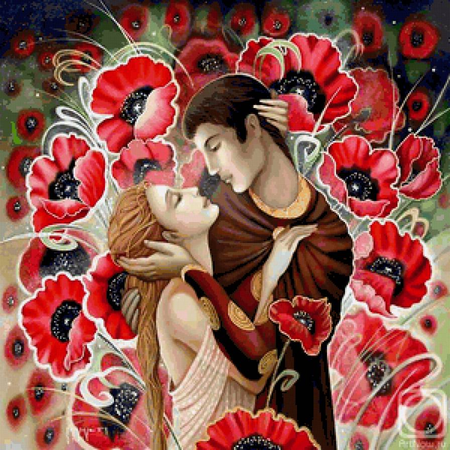 Маковая любовь - пара, маки, соблазн, любовь, чувства, цветы - предпросмотр