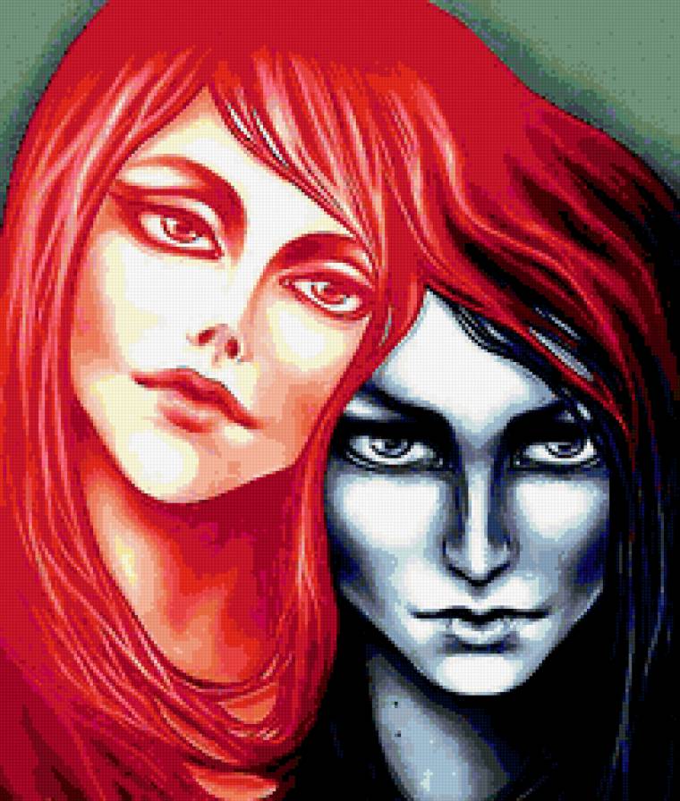 Красное и черное - лицо, девушки - предпросмотр