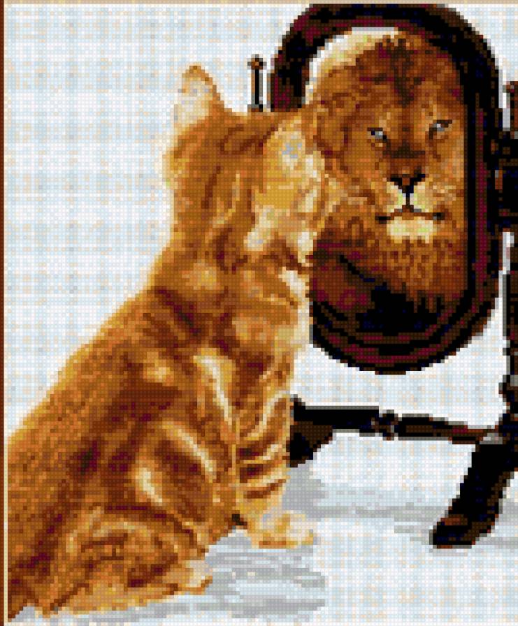 Мечта - лев, кот, мечта, отражение - предпросмотр