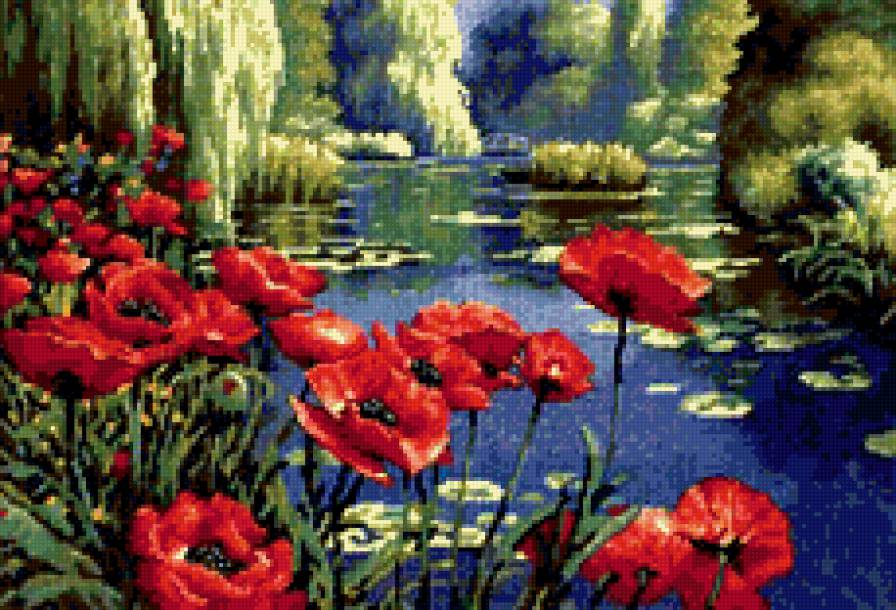 маки у озера - предпросмотр