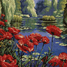 Схема вышивки «маки у озера»