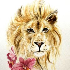 Схема вышивки «Лев и Орхидеи»